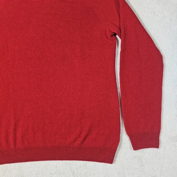 Talbots Pure Cashmere Red Crewneck Sleeve Pullover Sweater Size Large - Picture 2 of 12